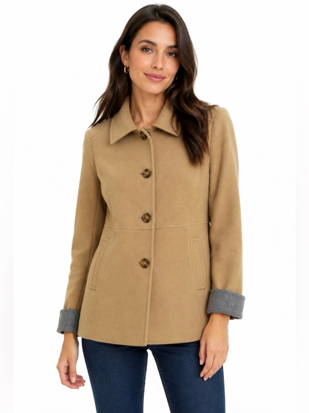 Preston & York NWOT Women’s Merino Wool Blend Coat Winter Warm Camel Size Med
